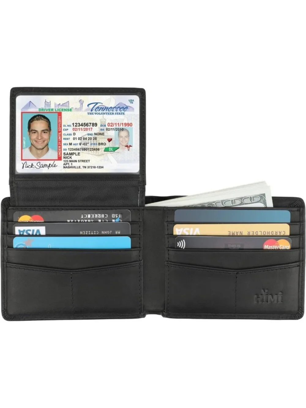 Genuine Leather RFID Blocking Bifold Wallet for Men with 2 ID Windows - Stylish